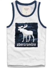 heren abercrombie fitch moose logo tanktop wit blauw Nieuwe Online hh891686